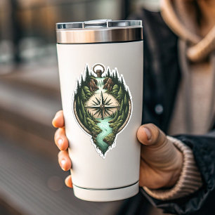 Compass Waterfall Vinyl Sticker Die-Cut Sticker