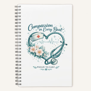 Compassion in Every Beat Nurse Heart Design Notebook