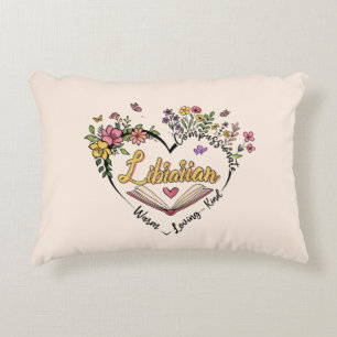 Compassionate Librarian – Floral Heart Design Accent Pillow