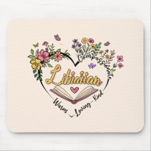 Compassionate Librarian – Floral Heart Design Mouse Pad