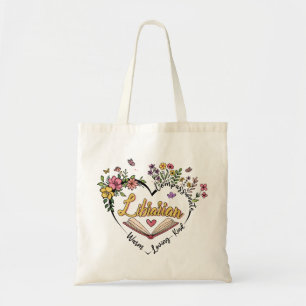 Compassionate Librarian – Floral Heart Design Tote Bag