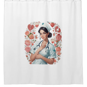 Compassionate Nurse – Elegant Floral Art Illustrat