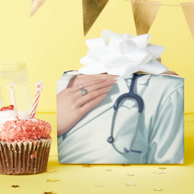 Compassionate Nurse – Elegant Floral Art Illustrat Wrapping Paper (Birthday Party)