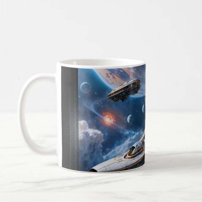 Compellious Galactic Cruiser Al Art by Xzendor7 Coffee Mug (Left)