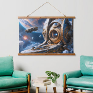 Compellious Galactic Cruiser Al Art by Xzendor7 Hanging Tapestry