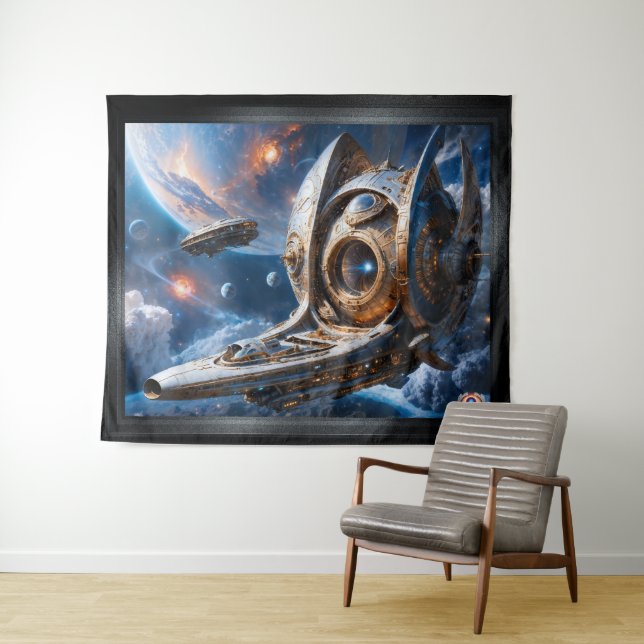 Compellious Galactic Cruiser Al Art by Xzendor7 Tapestry (In Situ (Horizontal))