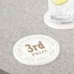 Competition 3rd Prize Trophy Award Coaster<br><div class="desc">Competition Prize Trophy Award for a 3rd prize runner-up in a competition. Commemorative trophy award. Coaster award to commemorate a 3rd place in a competition. Third prize.</div>
