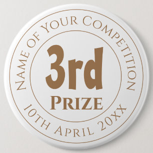 Competition 3rd Prize Trophy Award Coaster 6 Inch Round Button