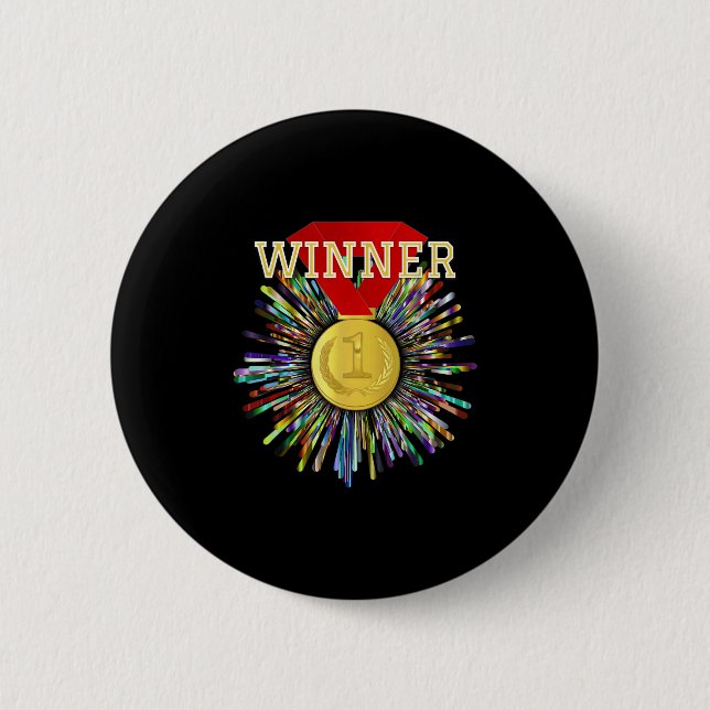 Competition Prize Winner Gold Medal #1  2 Inch Round Button (Front)