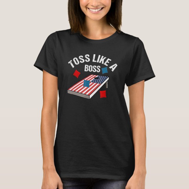 Competition Us Flag - Toss Like A Boss Retro Style T-Shirt (Front)