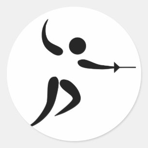 Competitive and Olympic Fencing Pictogram Classic Round Sticker