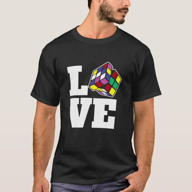 Competitive Puzzle Cube Love Speed Cubing 80's Vin T-Shirt (Front)