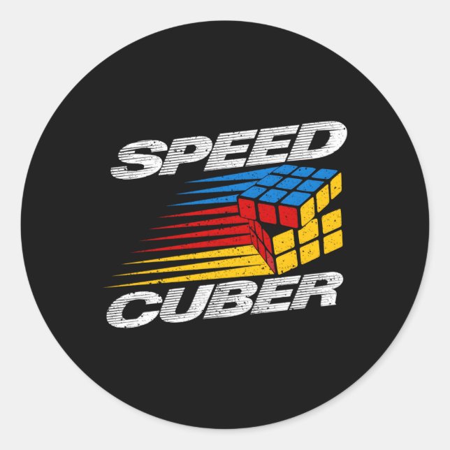 Competitive Puzzle Cube Speed Cuber Hobby 80'S Toy Classic Round Sticker (Front)