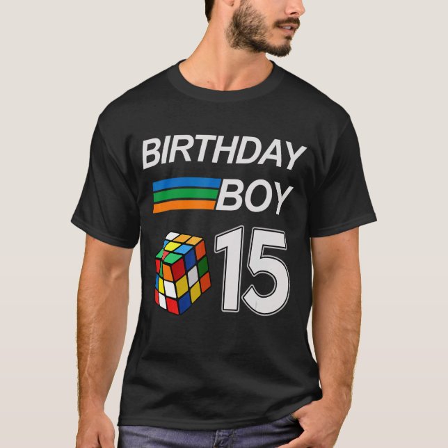 Competitive Speed Cubing 15 Years Old Birthday For T-Shirt (Front)
