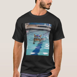 competitive swim team funny kitty cat swimming T-Shirt