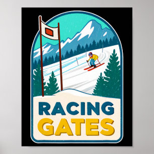 Competitive Winter Sports Skiing Racing Gates Enth Poster