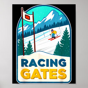 Competitive winter sports skiing racing gates poster
