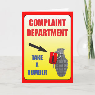 Complain Department Greeting Card
