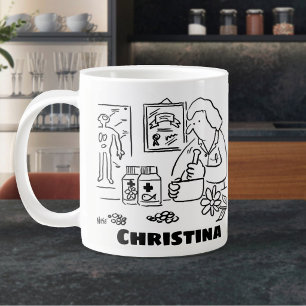 Complementary Medicine Chemist Cartoon Large Coffee Mug
