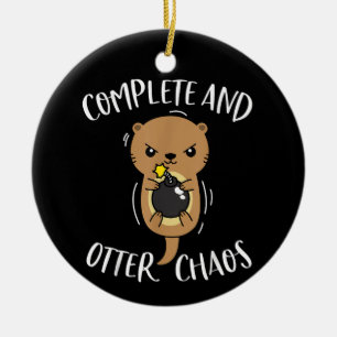 Complete and Otter Chaos Funny Cute Sea Otter Pun Ceramic Ornament