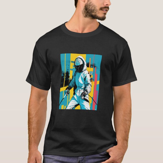 Complete Fencing Gear Set Apparel Retro Pop Fencer T-Shirt (Front)
