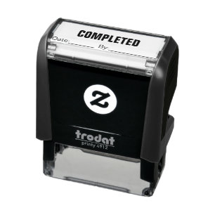 COMPLETED Date By Business Text Template Self-inking Stamp