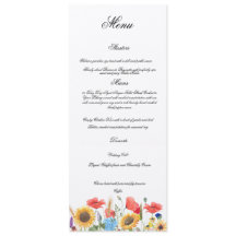 Completely Customisable Wedding Menu