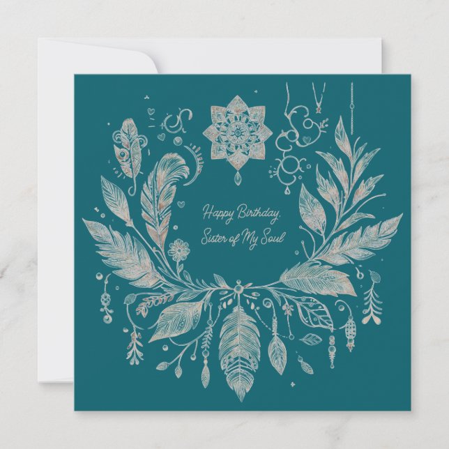 Completely Customizable Boho Floral Wreath Card (Front)