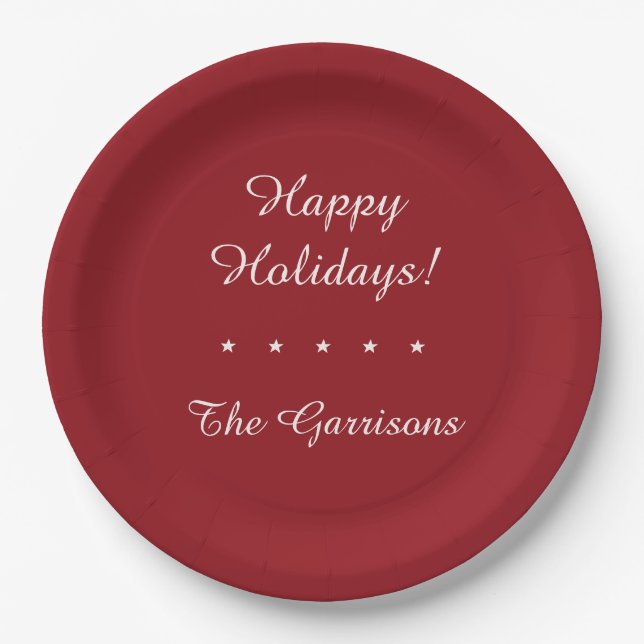 Completely customizable Holidays paper plates (Front)