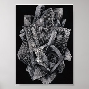 Complex Architectural Fractal Monochrome Geometric Poster