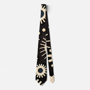 Complex Gears Beige Geometric Pattern Tie