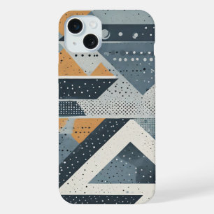 Complex geometric shapes in grey iPhone 15 plus case