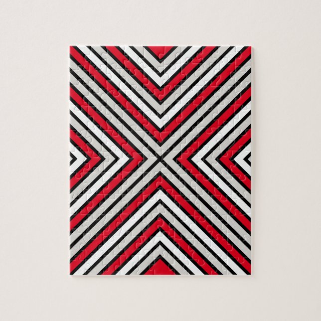 Complex Red White and Black Stripes Jigsaw Puzzle (Vertical)