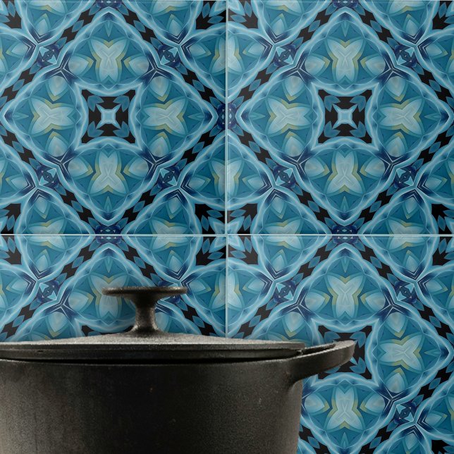 Complex Soft Blue and Indigo Geometric Pattern Tile (Creator Uploaded)