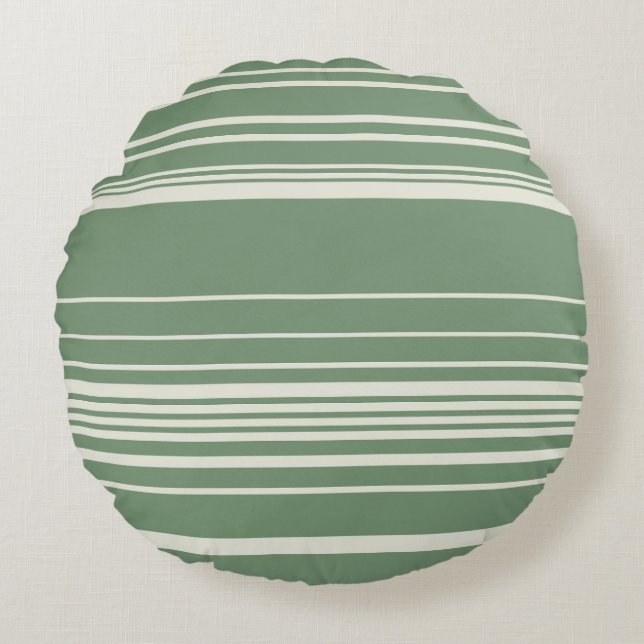 Complex Stripes in Green Round Pillow (Front)