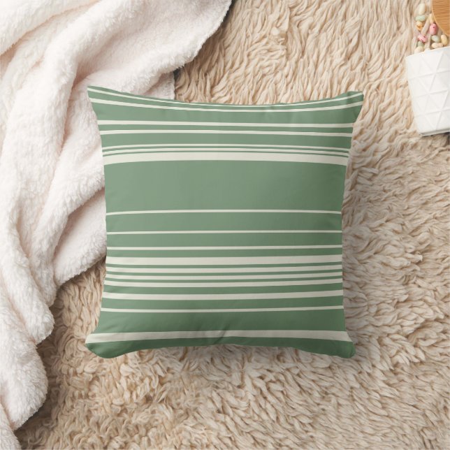 Complex Stripes in Green Throw Pillow (Blanket)