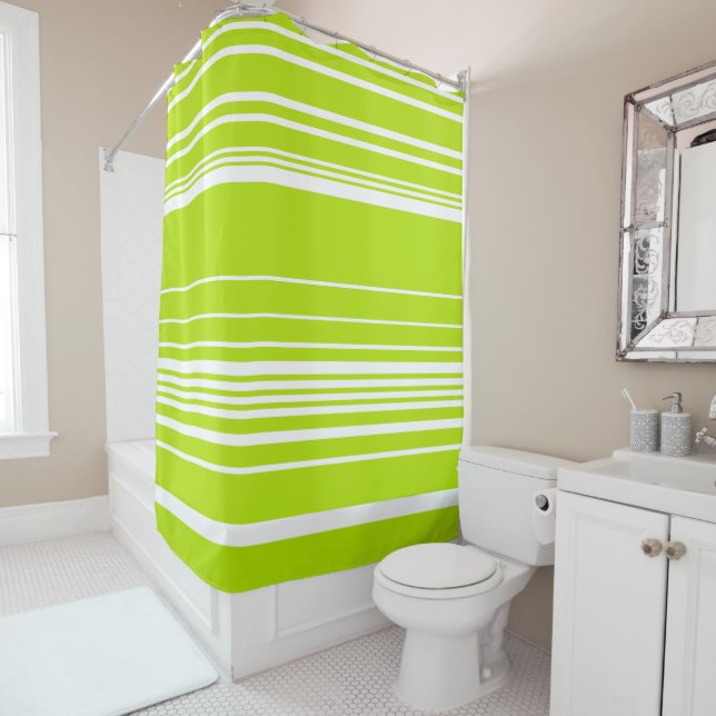 Complex Stripes in Lime Green and White  (In Situ)