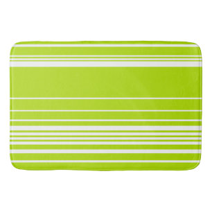 Complex Stripes in Lime Green and White Bath Mat