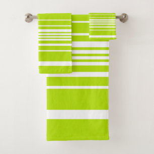 Complex Stripes in Lime Green and White Bath Towel Set