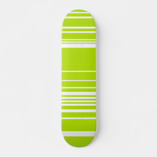 Complex Stripes in Lime Green and White Skateboard
