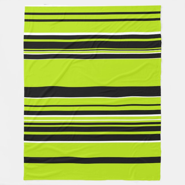 Complex Stripes - Lime Green Fleece Blanket (Front)
