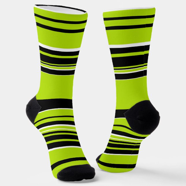Complex Stripes - Lime Green Socks (Angled)