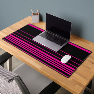 Complex Stripes - Magenta and Black Desk Mat