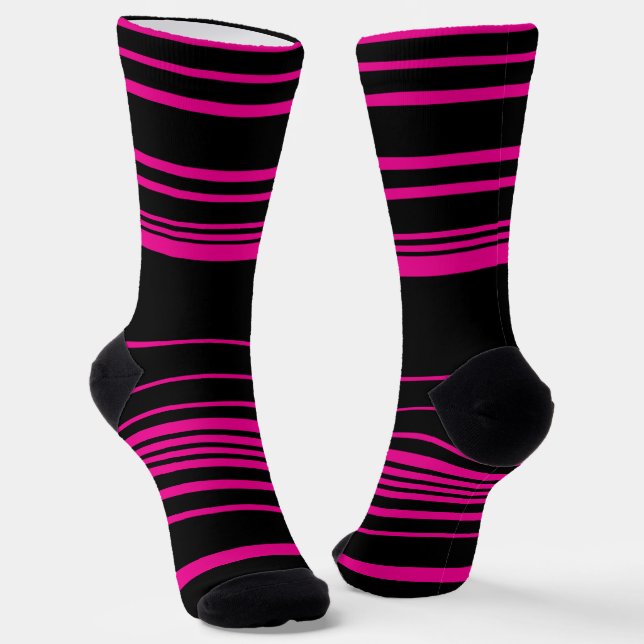 Complex Stripes - Magenta and Black Socks (Angled)