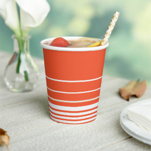 Complex Stripes - Orange and White Paper Cups