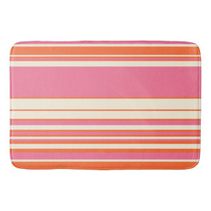 Complex Stripes - Pink, Orange and Cream Bath Mat