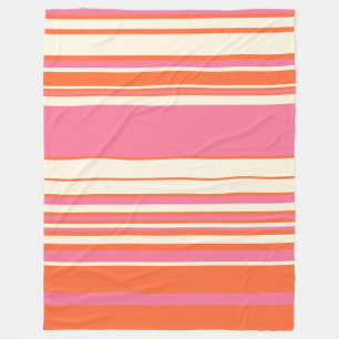 Complex Stripes - Pink, Orange and Cream Fleece Blanket