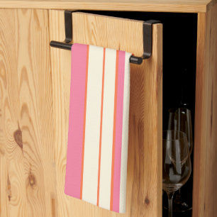 Complex Stripes - Pink, Orange and Cream  Kitchen Towel