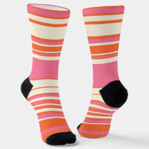 Complex Stripes - Pink, Orange and Cream Socks