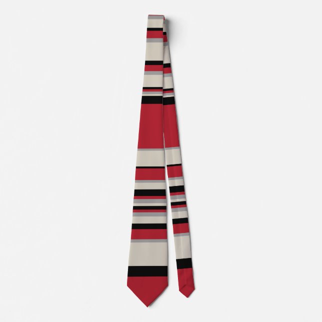 Complex Stripes - Red, Grey, Black and Bone White Tie (Front)
